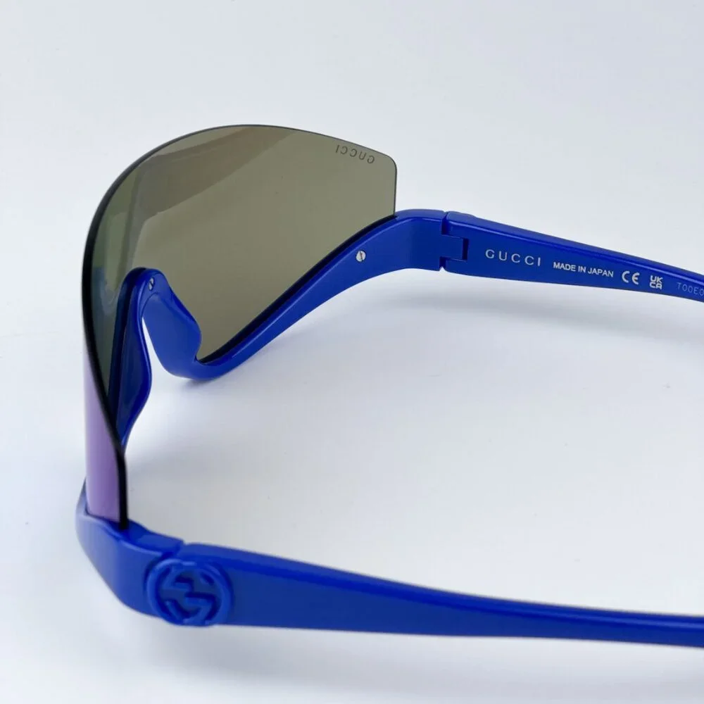 Gucci GG1650S 010 BRAND NEW Sunglasses Blue Blue Mirror Unisex Shield Mask